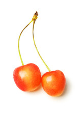Cherries isolated on the white background