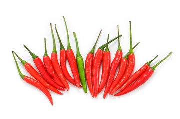 Red chili peppers isolated on the white