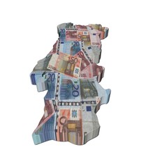 Portugal map 3d render with euros illustration