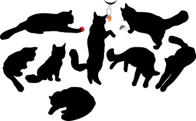 Catlike silhouettes. Vector