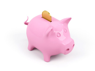 Piggy bank on a white background.