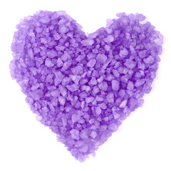 Heart made of bath salt isolated on white