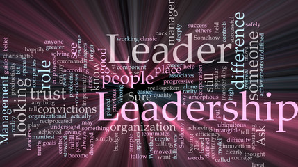 Leadership word cloud glowing