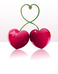 Gordijnen Cherry love place card © Anna Velichkovsky