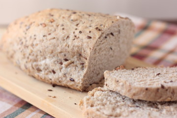 Sliced wholemeal bread with seeds - shallow dof