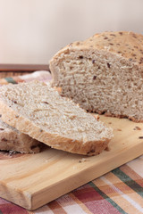 Sliced wholemeal bread with seeds