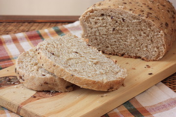 Slices of wholemeal bread with seeds