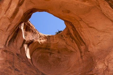 Close-up of Bowtie Arch (a pothole arch), Moab