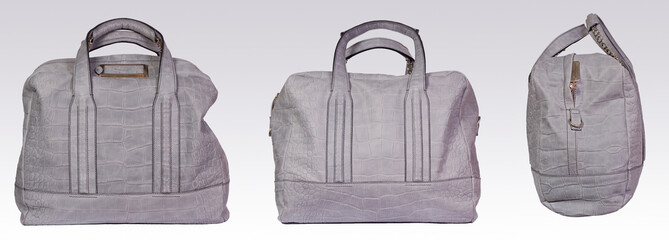 Gray leather woman bag