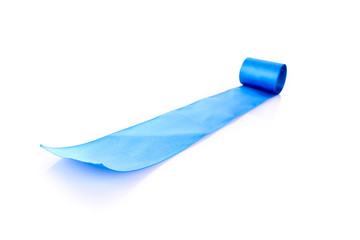 Blue textile roll isolated on white