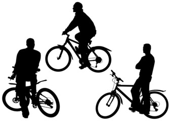 Fototapeta na wymiar Mens on bicycles