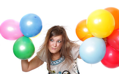 Fototapeta na wymiar woman with balloons.