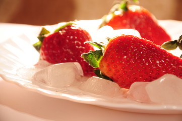 Strawberry and ice.