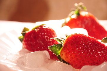 Strawberry and ice.