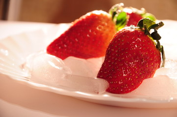 Strawberry and ice.