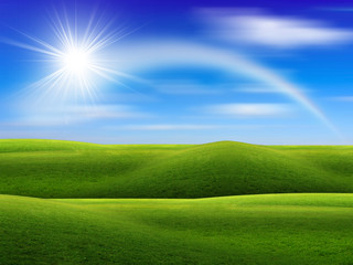 summer landscape green fields and beautiful sky