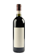 Bottiglia di Vino rosso con etichetta bianca