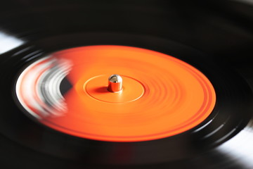 vinyl record with orange label