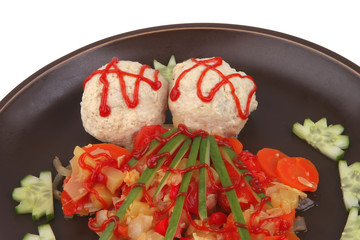 meatballs served with garnish