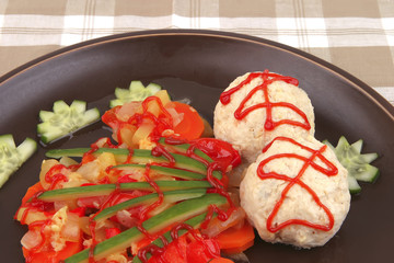 meatballs served with garnish