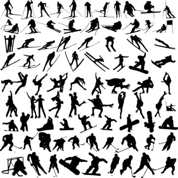 winter sports silhouettes - vector