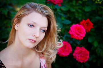 Beautiful woman with flower