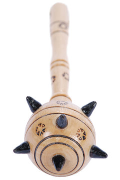Wooden spiky souvenir mace isolated on white