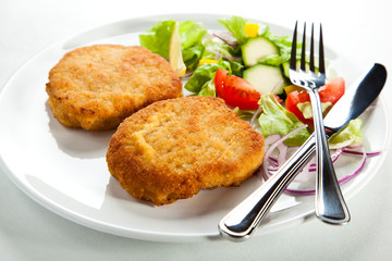 Fried pork chop with vegetables