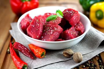 Raw beef for Goulash