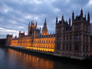 Fototapeta na wymiar The Houses of Parliament at dusk