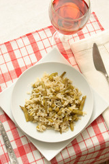 Vegetarian dinner with a serving