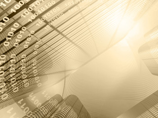 Digits and buildings (sepia)