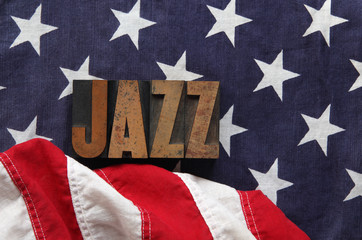 Fototapeta na wymiar American flag with jazz word