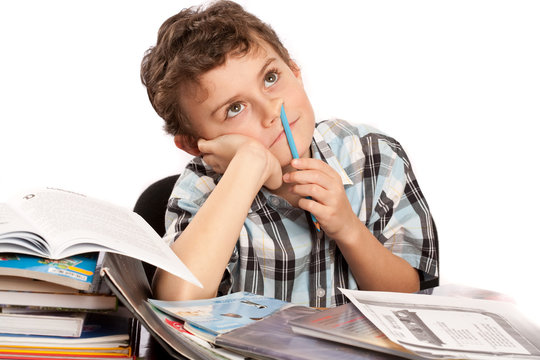 Schoolboy Reluctant To Doing Homework