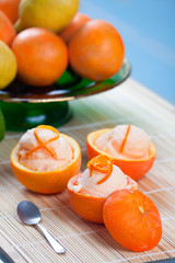 Orange Sorbet in Hollowed Fruits