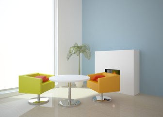 Obraz na płótnie Canvas bright interior with colored furniture