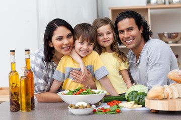 Portrait of a family in the kitchen