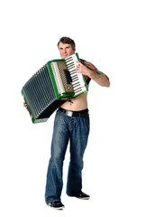 Plays accordion