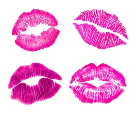 Pink lip prints