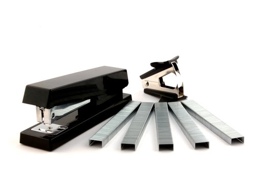 Black stapler, staples and staple remover