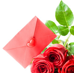 Red envelope and red rose