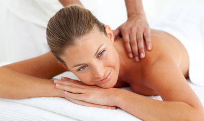 Fototapeta na wymiar Blond woman having a massage