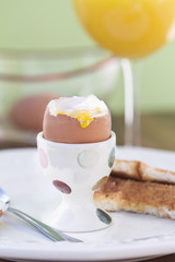 Soft boiled egg. Shallow DOF.