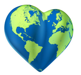 Heart world map of love Valentine planet