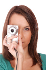 Beautiful young woman taking a picture