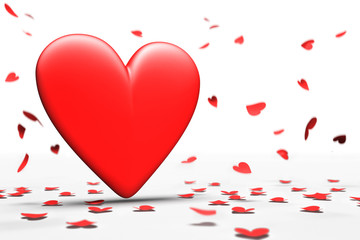 Big red Heart and petals of rose