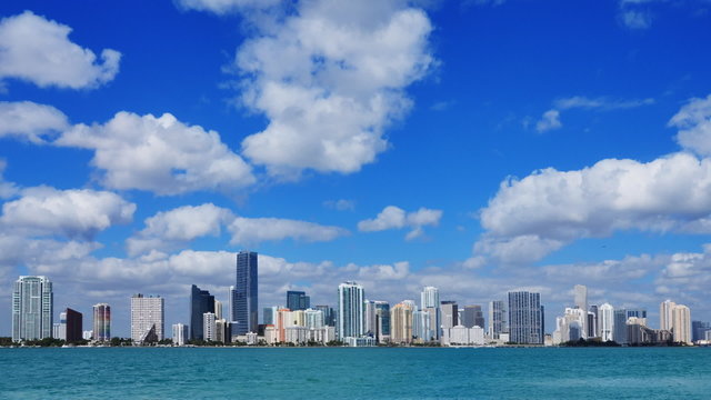 Miami skyline - time lapse on a sunny day in South Florida