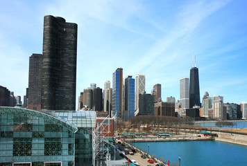 The high-rise buildings in Chicago