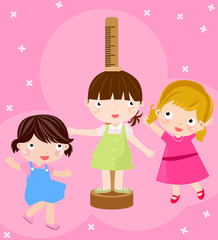 Girl checking her height