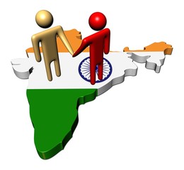 abstract people shaking hands on India map flag
